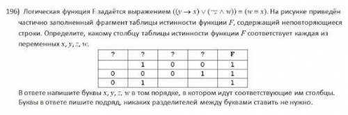 Таблицы истинности. Подобрать буквы к столбцам