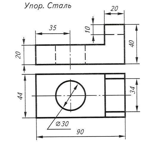 Построить третий вид по 2-м заданным с учетом плоскостей и осьи.