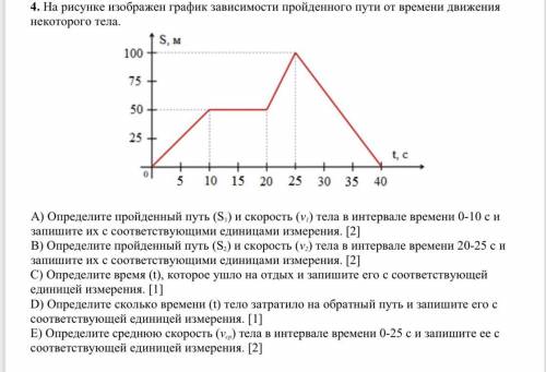 На рисунке изображен график зависимости пройденного пути от времени движения некоторого тела. A) Опр