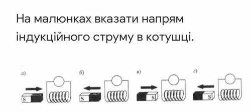 ‼️На русском: На рисунках указать направление индукционного тока в катушке. ‼️На українській: На мал