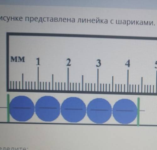 На рисунке представлена линейка с шариками определите : А)цена деления В)длина всего ряда D) запишит