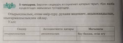 5-тапсырма. Берілген сөздердің ассоциативті қатарын тауып, «Қос жазба күнделігінде» мағынасын түсінд