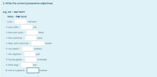 Write the correct possessive adjectives.