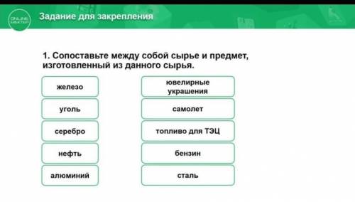 Сопоставь сырьё и предмет​