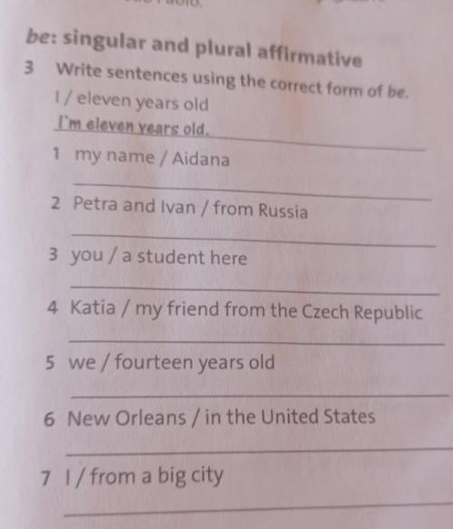 Be: singular and plural affirmative 3 Write sentences using the correct form of be.1 / eleven years