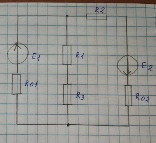 Ребята с задачей по электротехнике, буду очень благодарна Дано:E1 = 330 BE2= 210 BR01 = 8 ОмR02 = 0,