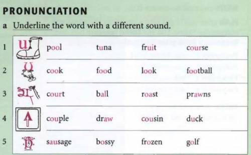 1) Word groups. Underline the word that is different 2) Underline the word with a different sound