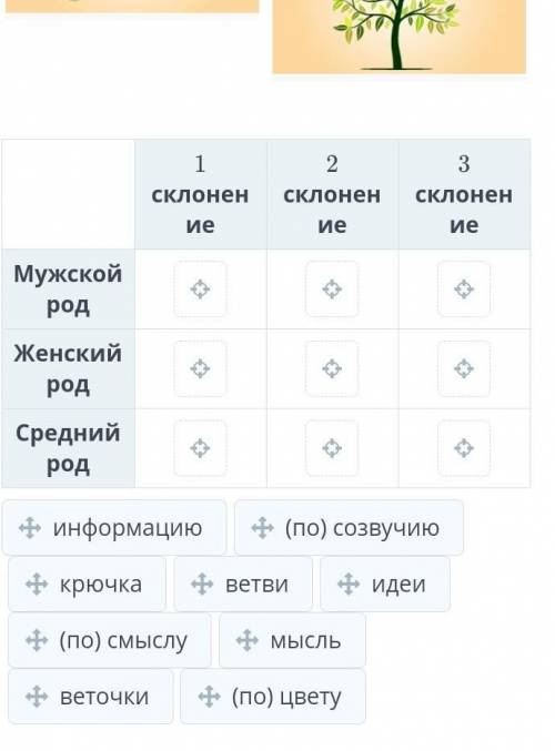Определи склонение выделенных слов, заполни таблицу.​