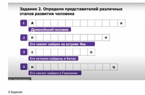 Определи представителей различных этапов развития человека ОЧЕНЬ