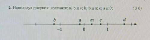 2. Используя рисунок, сравните: а) b и e;b) b и a; c) a и 0​