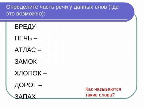 Легкое задание надо определить часть речи и еще одну вещ на картинке написано все