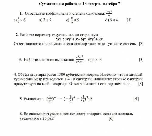 СОЧ ПО АЛГЕБРЕ 7 КЛАСС 1 ЧЕТВЕРТЬ ​