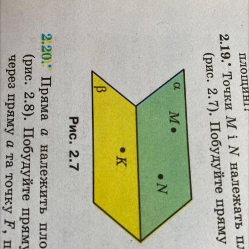 Точки Mi N належать площині а, а точка к-площині b (рис. 2.7). Побудуйте пряму перетину площин Bi MN