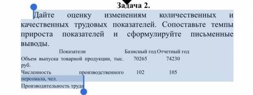 Дайте оценку изменениям количественных и качественных трудовых показателей. Сопоставьте темпы прирос