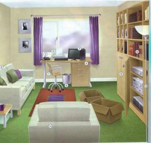 заданиеLook at the picture of the room in exercise 1 and correct the preposition. There's a sofa (op