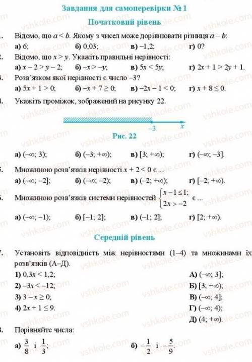 Завдання для самоперевірки 1 ​(9 клас ть пліс