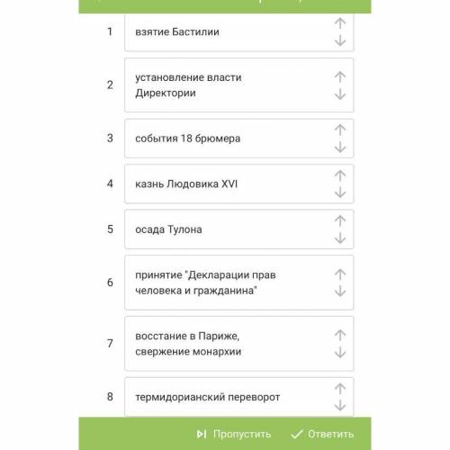 Расставьте в хронологическом порядке события революции.