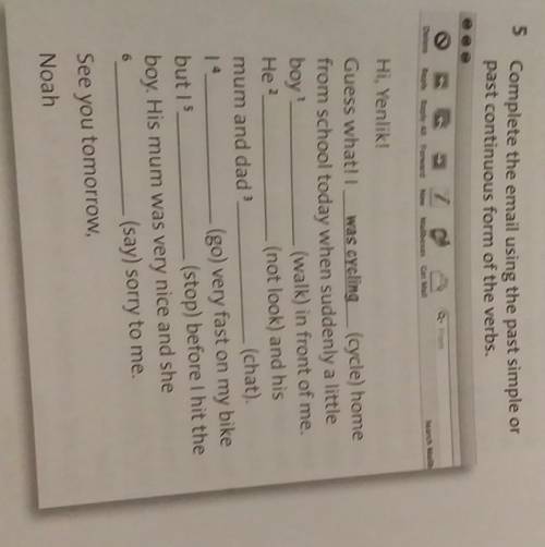 5 Complete the email using the past simple or past continuous form of the verbs.​