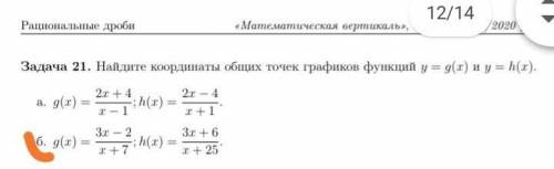 Найдите координаты общих точек графиков функций, под буквой б​