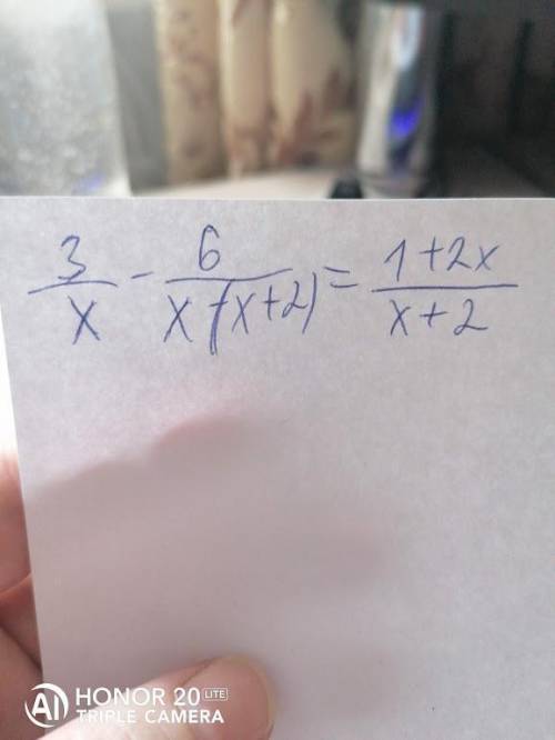 решить Уравнение: 3/x-6/x(x+2)=1+2x/x+2