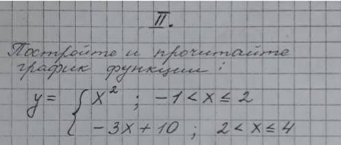 Построить график кусочно-заданной функции. Найти: 1) Область определения функции 2) Множество значен