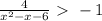 \frac{4}{x^{2} -x-6} \ \textgreater \ -1