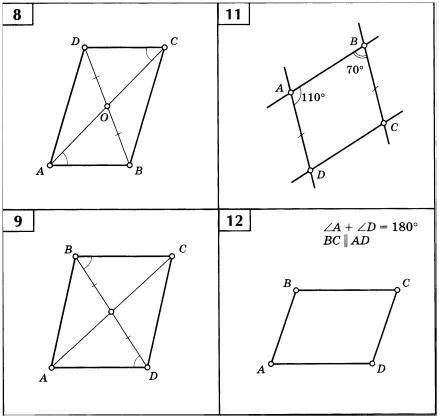 Решить задачи по готовым чертежам. Доказать, что четырехугольник АВСД -параллелограмм