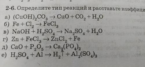 Определите тип реакций и расставьте коэффициенты ​