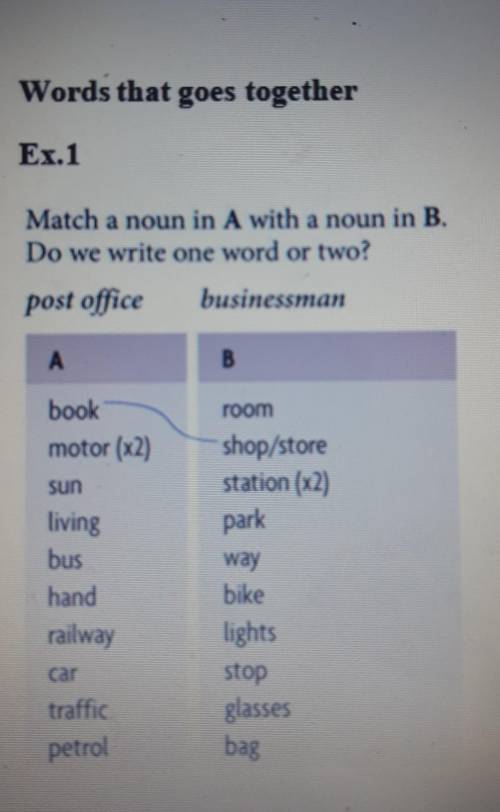 Words that goes togetherEx.1Match a noun in A with a noun in B.​