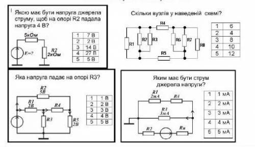 1. Каким должно быть напряжение источника тока, чтоб на сопротивение R2 падало напряжение 4В? 2. Как