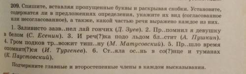 209.Спишите, вставляя пропущенные буквы и раскрывая скобки. Установите, содержатся ли в предложении