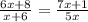 \frac{6x+8}{x+6} = \frac{7x+1}{5x}