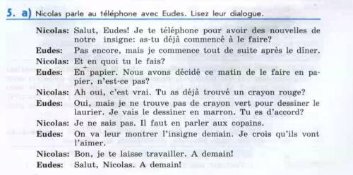 Nicolas parle au telephone avec Eudes. Lisez leur dialogue