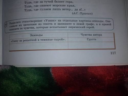 Разделите стихотворение «Узник» на отдельные картины-эпизоды. Оза- 10 главьте их цитатами из текста