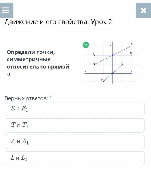 Определи точки, симметричные относительно прямой a.​