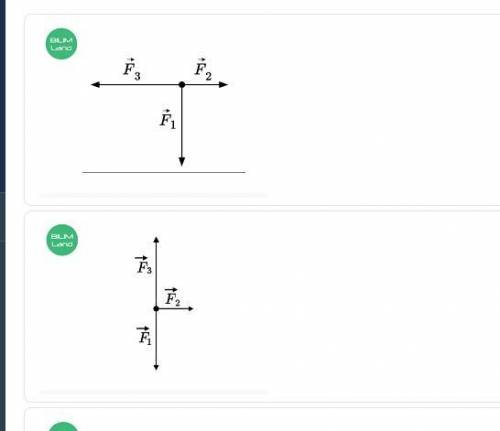 На рисунке представлены две из трех сил, приложенных к телу. Тело находится в равновесии. Укажи рису