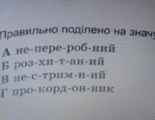 ВопросПравильно поділено на значущі частини слово​