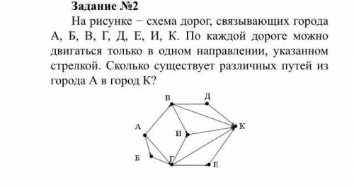 На рисунке хнам дорог, связывающих города А Б В Г Д Е И К по каждой дороге можно двигаться только в