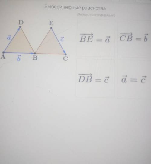 Выбери верные равенства тема вектора​