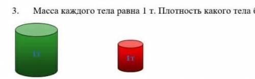 Масса каждого тела равна 1 т. Плотность какого тела больше?​