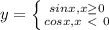 y=\left \{ {{sinx, x\geq 0} \atop {cosx, x\ \textless \ 0}} \right.