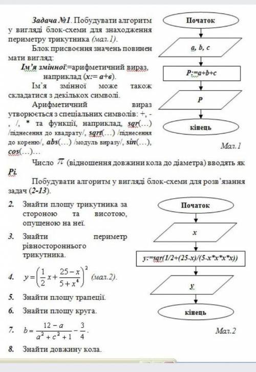 ОТ ТОМУ КТО Побудувати алгоритм у вигляді блок-схеми для розв'язання задач 2-8 Буду очень благодарна