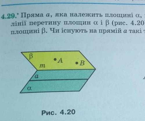 Прямая а, принадлежащей плоскости а, параллельная прямой m - линии пересечения плоскостей a i b (рис