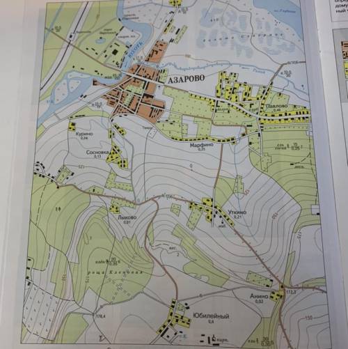 1) По плану местности определите: а) в каком направлении от города Азарово находится озеро Глубокое;