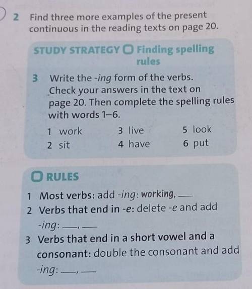 2 Find three more examples of the presentcontinuous in the reading texts on page 20.​