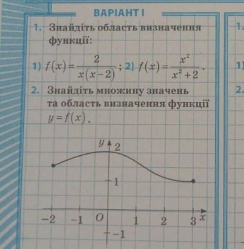 Знайдіть множину значень та область визначення функції​