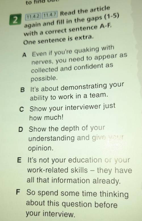 Read the article again and fill in the gaps(1-5) with a correct sentance A-F One sentence is extra ​