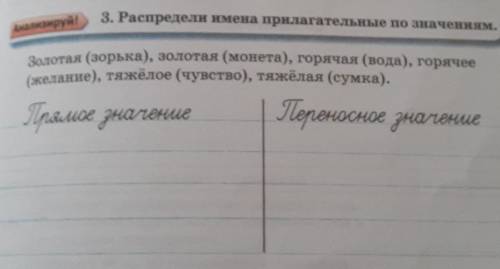 Распредели имена прилагательные по значениям золотая зорька, а остальное я знаю​