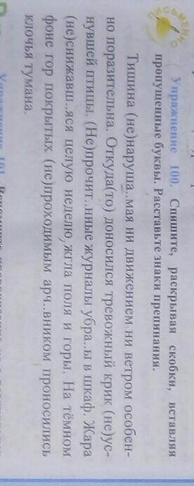 Упражнение 100. Спишите, раскрывая скобки, вставляя пропущенные буквы. Расставтье знаки препинания​