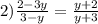 2) \frac{2 - 3y}{3 - y} = \frac{y + 2}{y + 3}